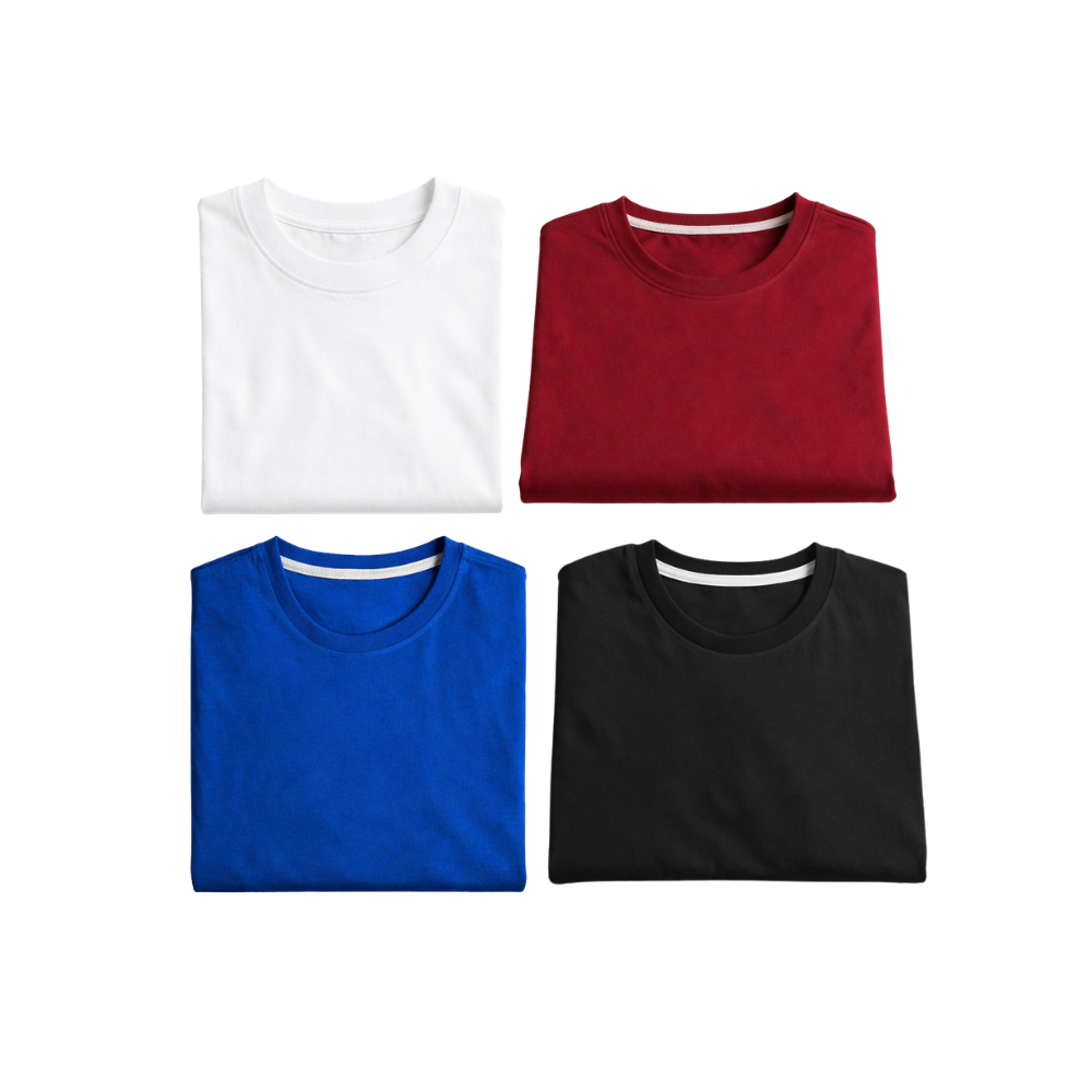 pack of 4 plain t shirts for men – 180 gsm cotton soft & comfortable