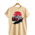 men’s 180 gsm cotton mountain print travel graphic t shirt | premium adventure tee