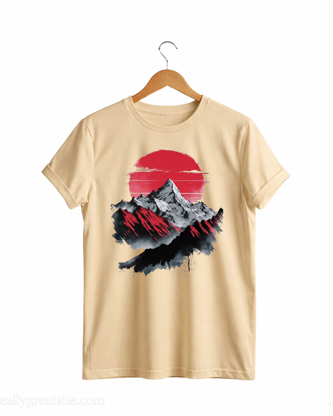men’s 180 gsm cotton mountain print travel graphic t shirt | premium adventure tee