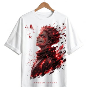 Home Ryomen Sukuna White Drop Shoulder T-Shirt – Jujutsu Kaisen Anime Tee