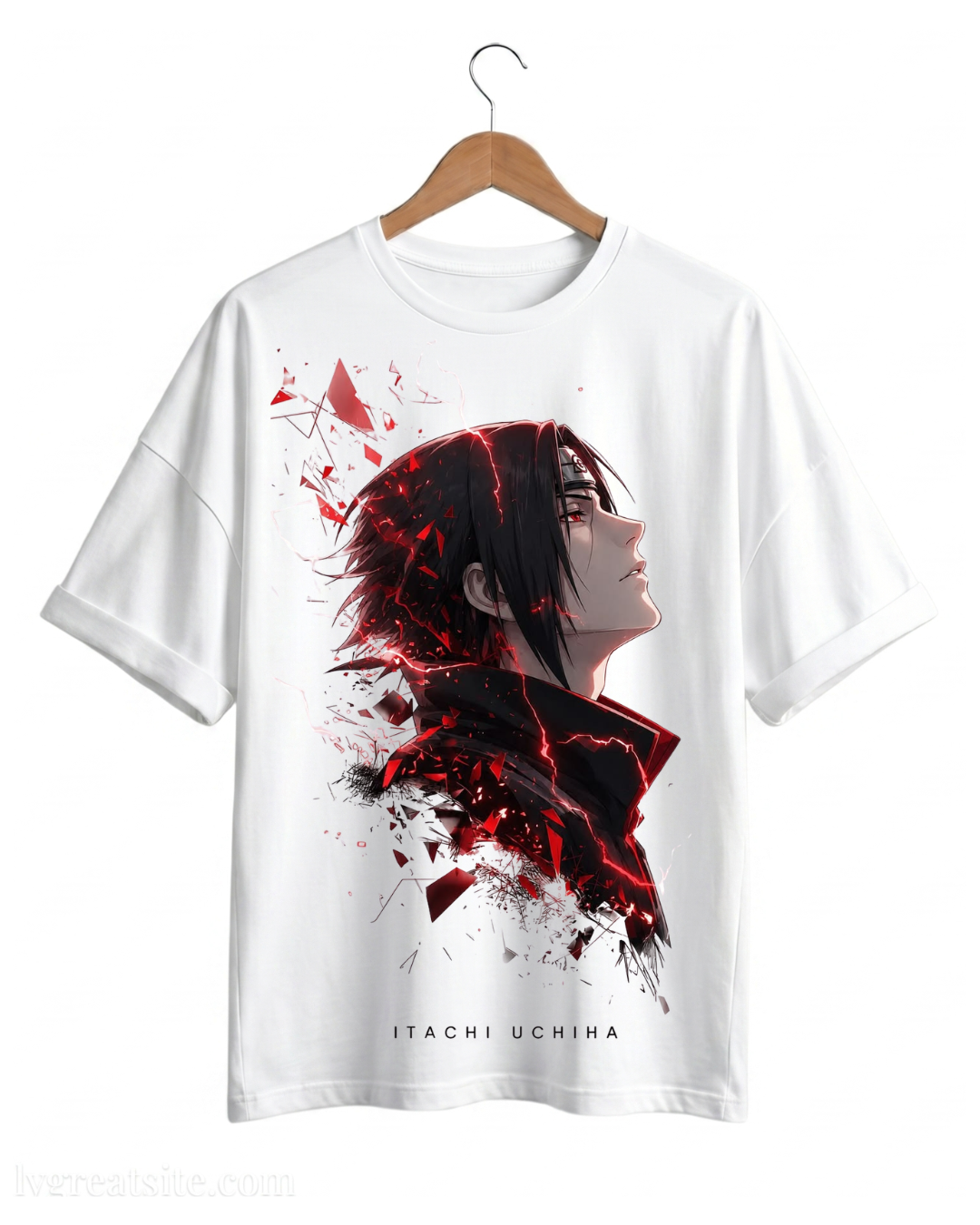 itachi uchiha white drop shoulder t shirt – naruto anime graphic tee